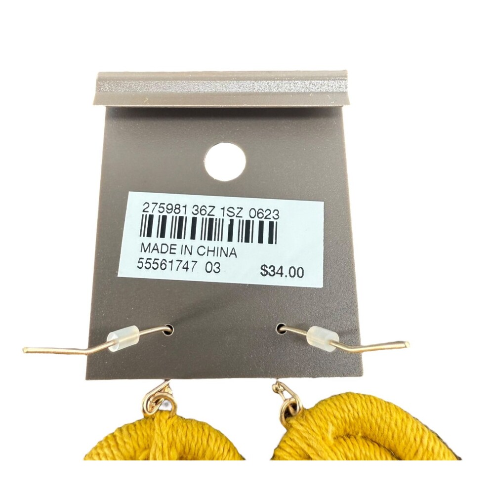 J. Jill Macrame Tassel Earrings Yellow Fringe Boho Statement Dangle Vacation NWT - Picture 8 of 13